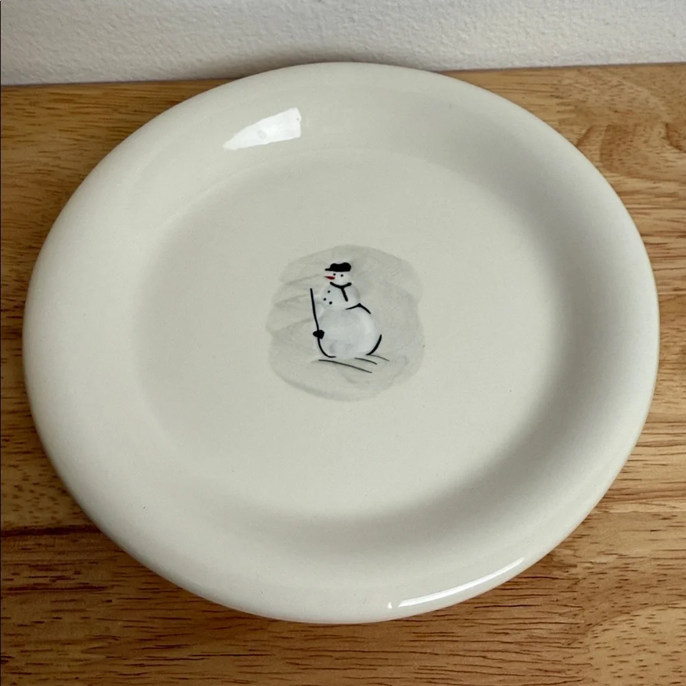 Williams Sonoma | Snowman (set of 6) Dessert Plates - Festive Red 2006
